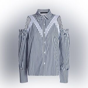 Walter Baker Striped Cold Shoulder Blouse